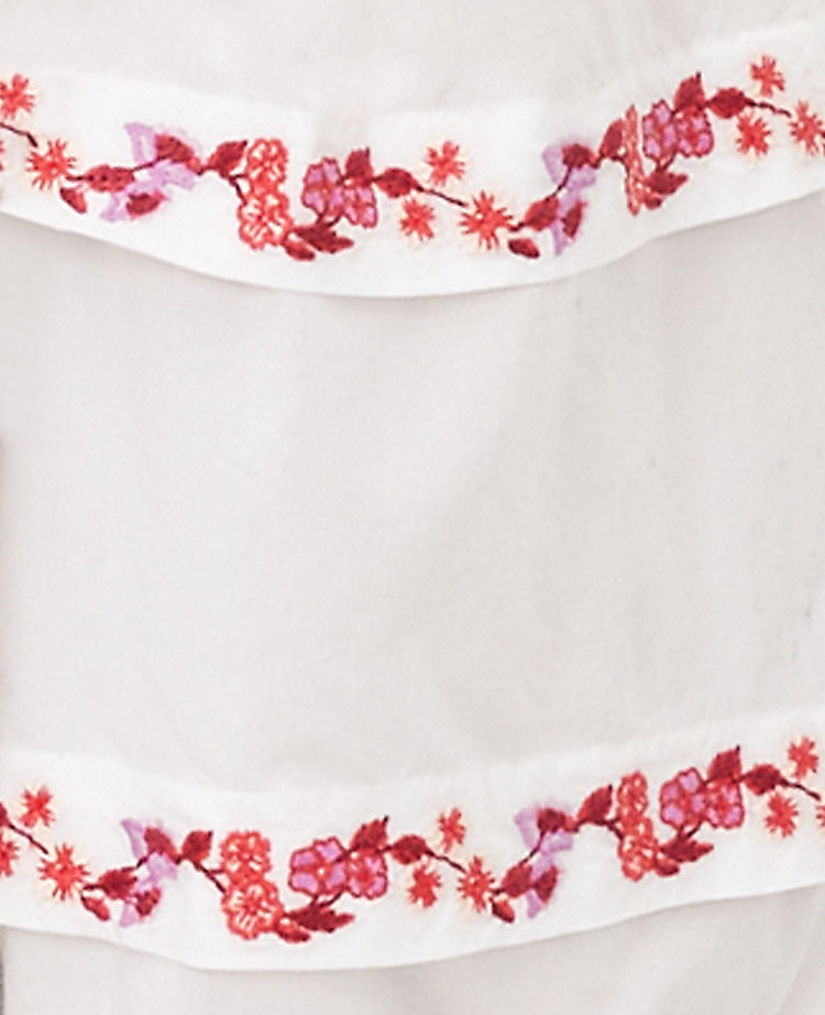 Ann Taylor Outlet |  Floral Embroidered Pintucked Sleeve Popover