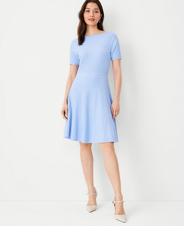 Ann Taylor Ribbed Flare Sweater Dress