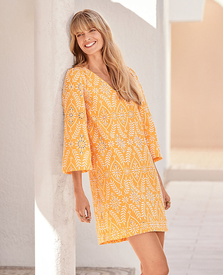 Floral Eyelet Shift Dress