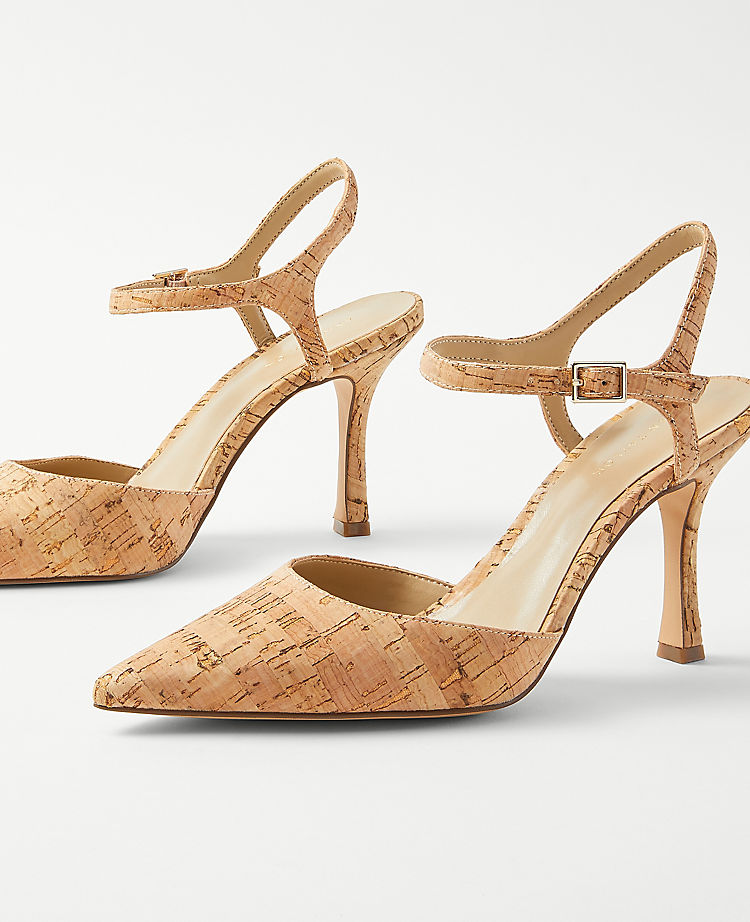 Cork Ankle Strap Pumps