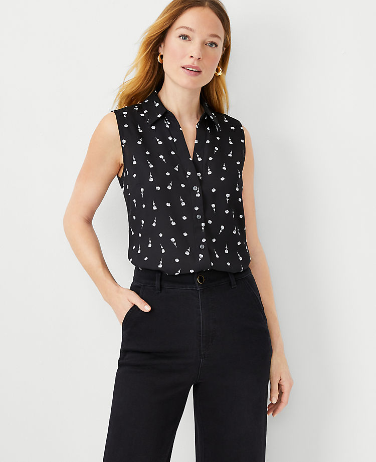 Ann Taylor Outlet |  Floral Sleeveless Essential Shirt