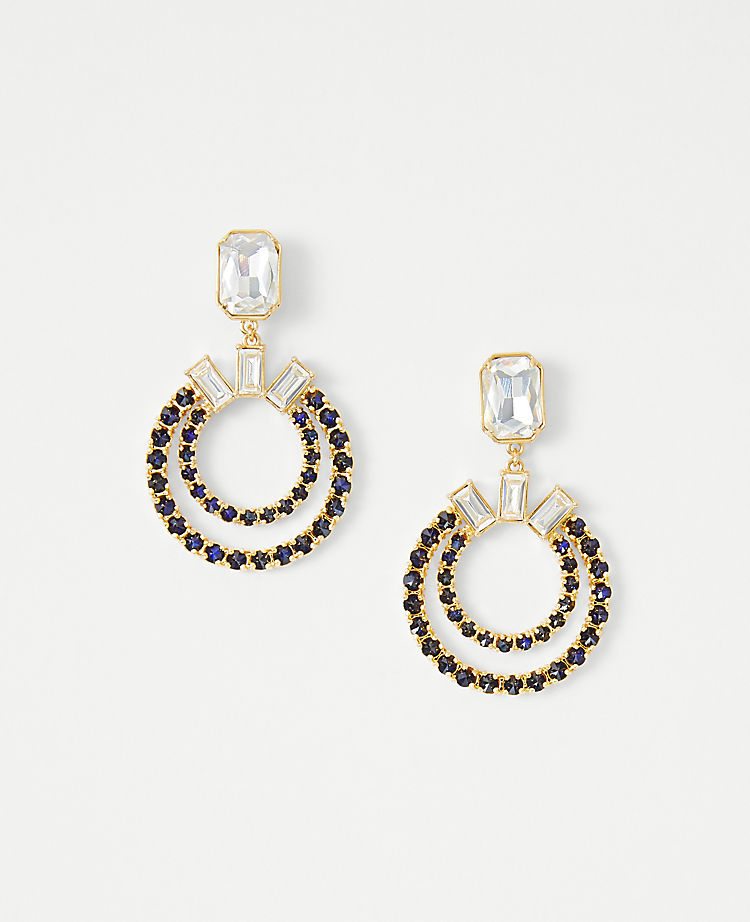 Crystal Double Hoop Drop EarRings