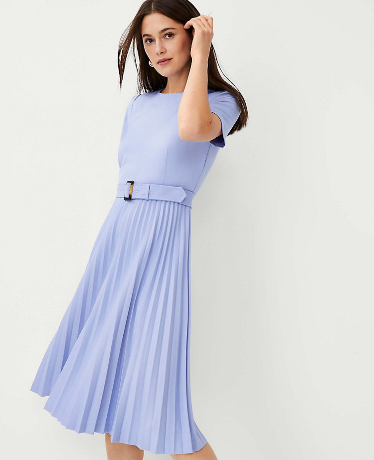 Ann Taylor Outlet |  Belted Pleated Flare Dress