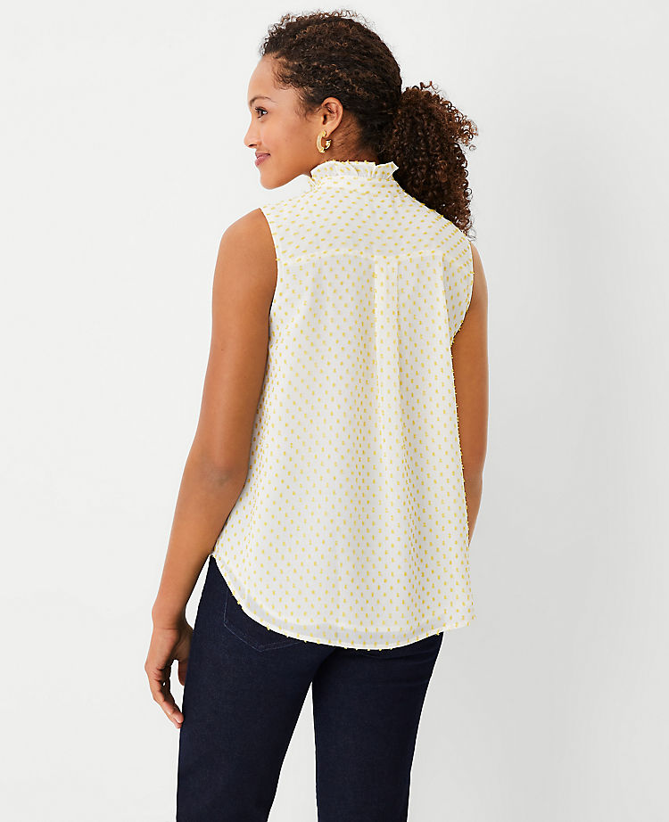 Ann Taylor Outlet |  Clip Dot Ruffle Popover Shell