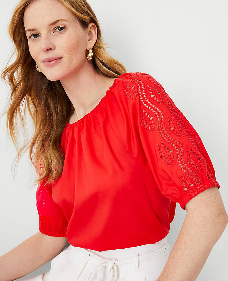 Eyelet Raglan Sleeve Top