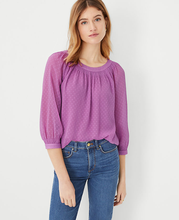 Ann Taylor Outlet |  Crinkle Clip Smocked Boatneck Top