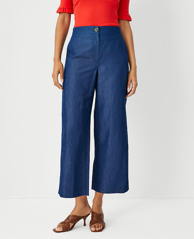 Ann Taylor The Kate Wide Leg Crop Pant in Chambray