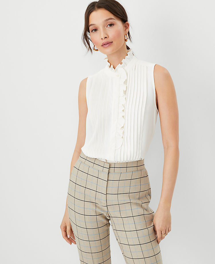 Ann Taylor Outlet |  Ruffle Pintucked Popover Shell