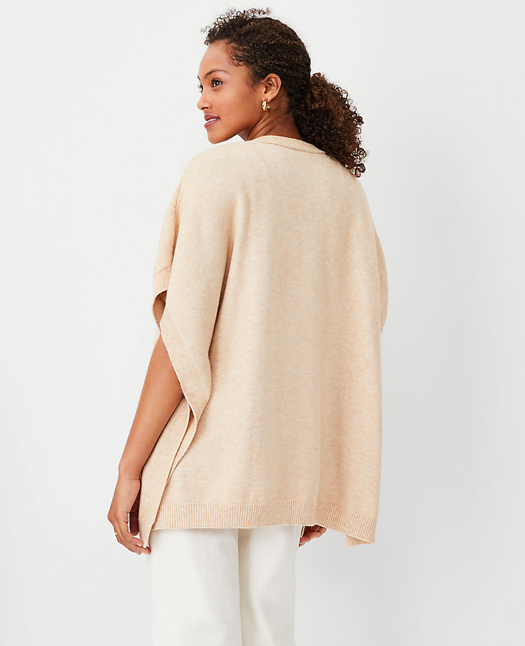 V-Neck Button Poncho