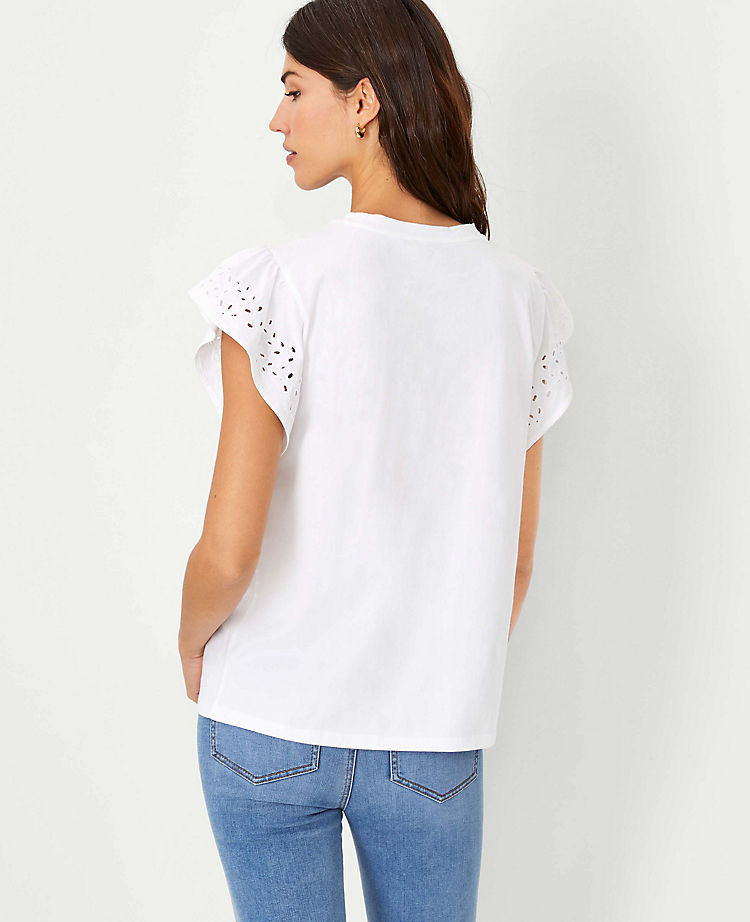Ann Taylor Outlet |  Eyelet Cap Sleeve Tee