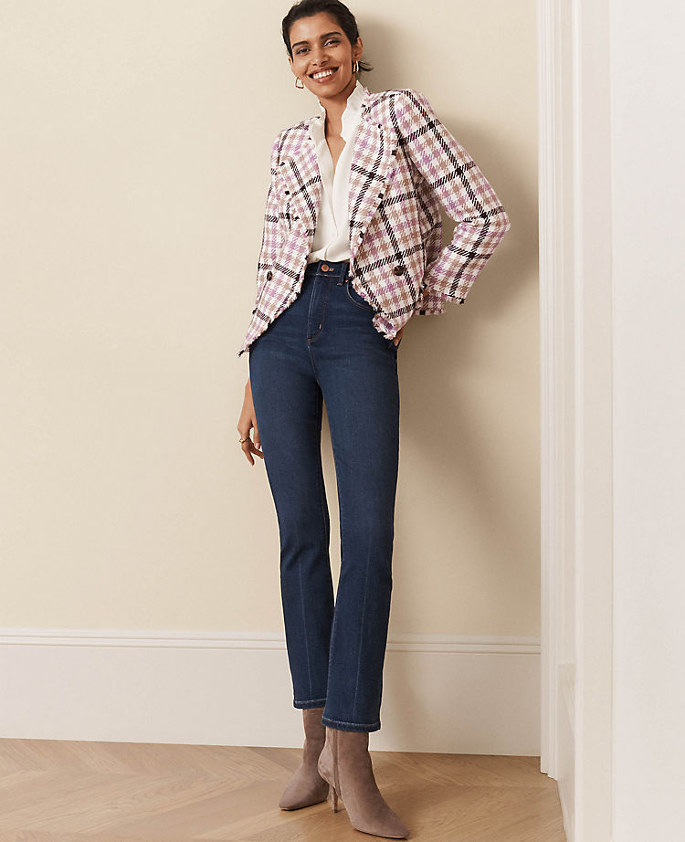 Ann Taylor Outlet |  Sculpting Pocket High Rise Boot Crop Jeans in Refined Dark Indigo Wash