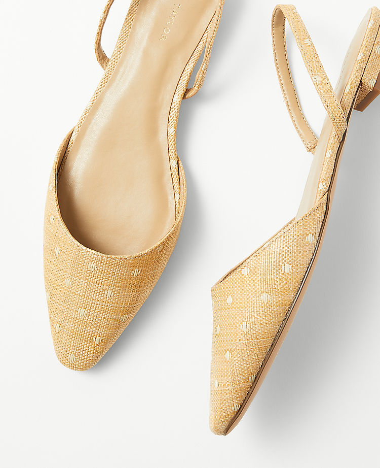 Dotted Straw Slingback Flats