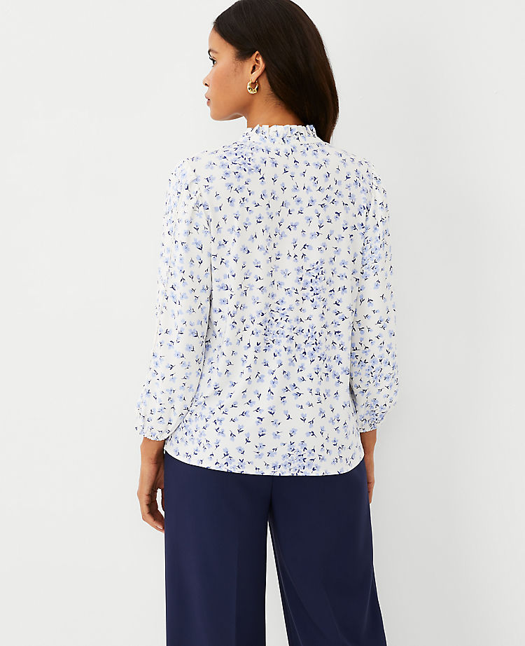 Ann Taylor Outlet |  Floral Pintucked Mixed Media Top
