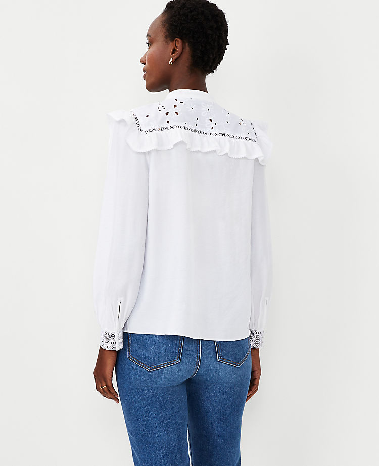Ann Taylor Outlet |  Lace Ruffle Bib Top