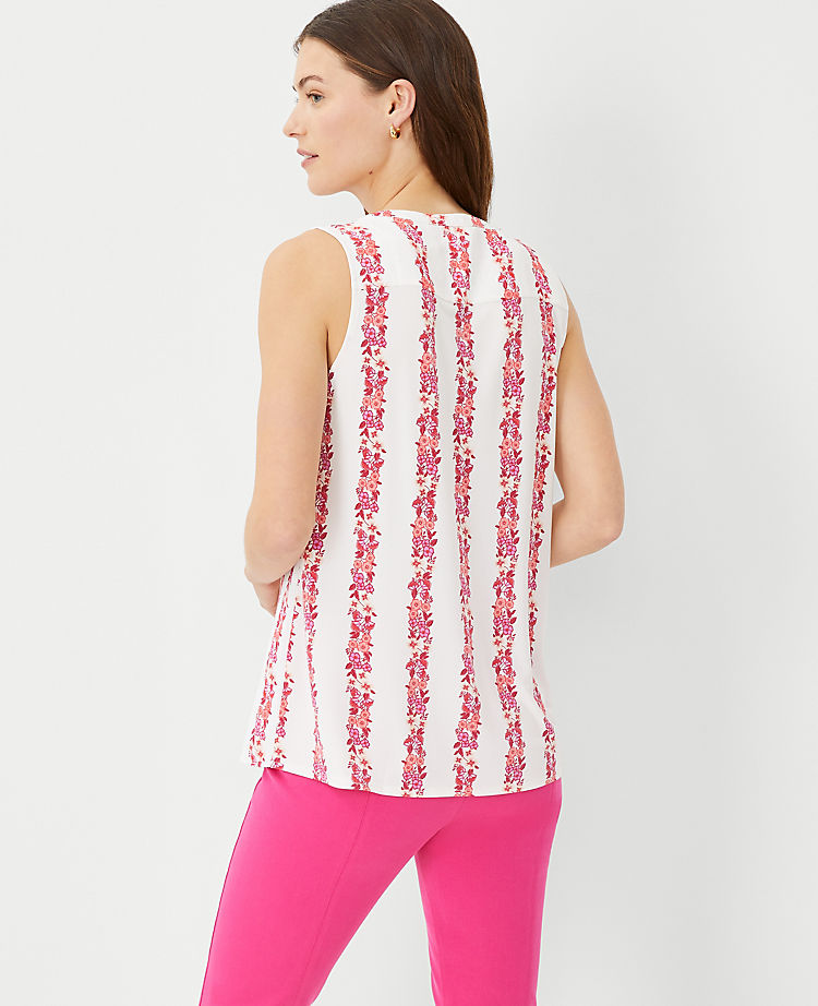 Ann Taylor Outlet |  Floral Draped Mixed Media Shell