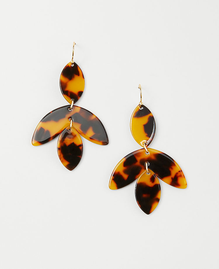 Tortoiseshell Print Leafed Drop EarRings