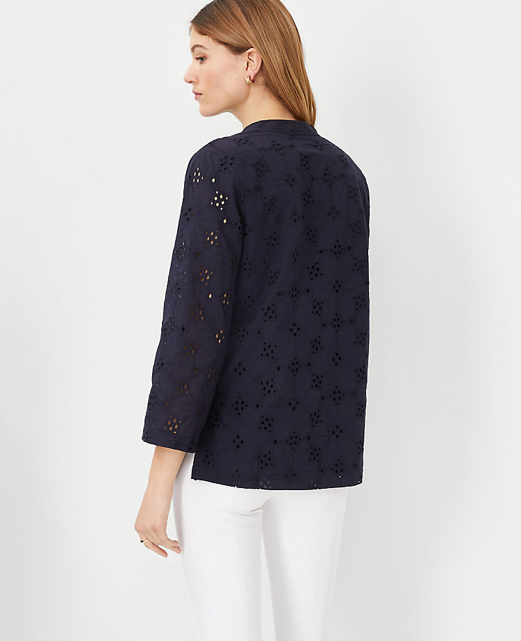 Ann Taylor Outlet |  Floral Eyelet Tunic Top