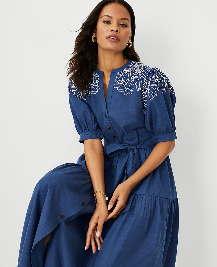 Chambray Eyelet Shirtdress