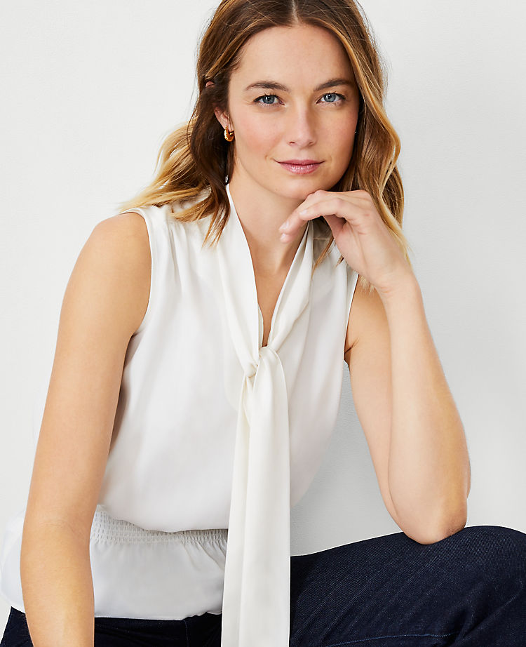Ann Taylor Outlet |  Tie Neck Smocked Waist Top
