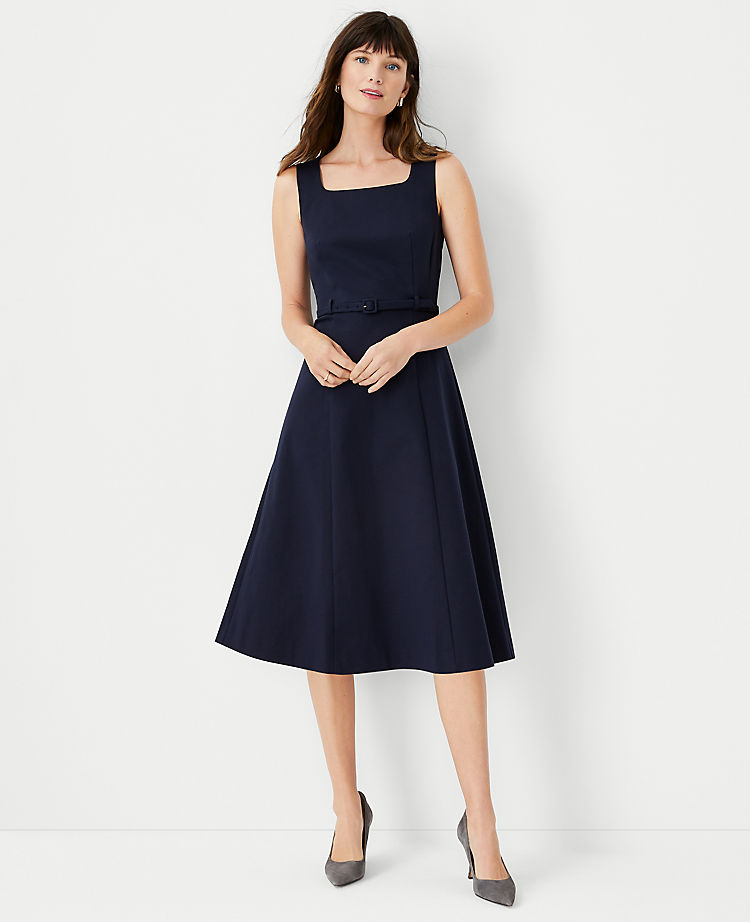 Ann Taylor Outlet |  The Scooped Square Neck Dress in Stretch Cotton