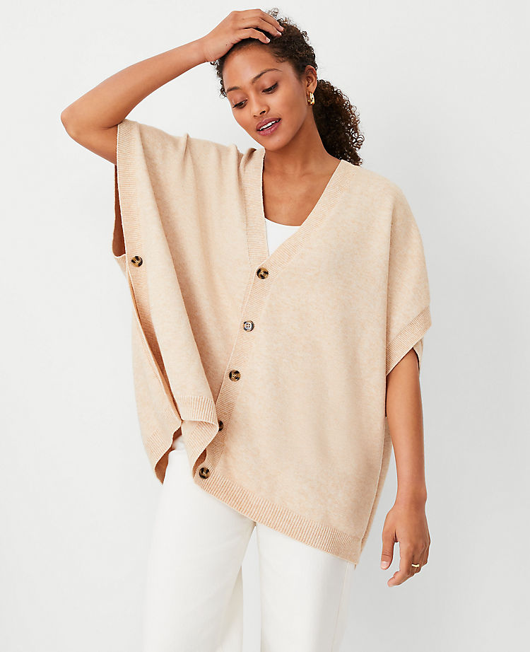 V-Neck Button Poncho