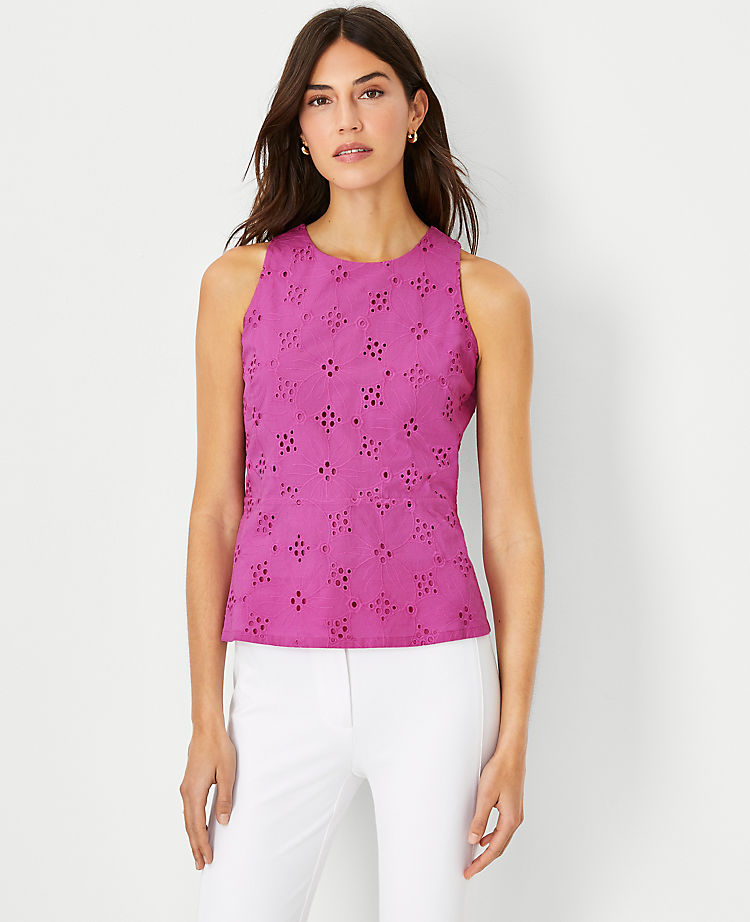Ann Taylor Outlet |  Eyelet Peplum Halter Shell