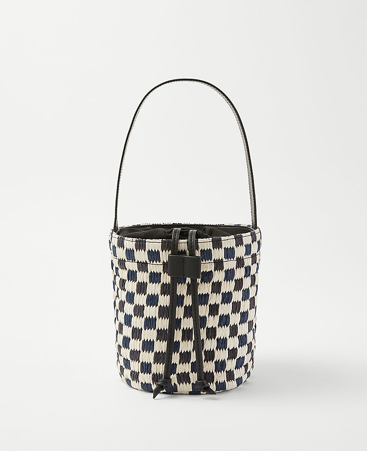 Checkered Raffia Bucket bag