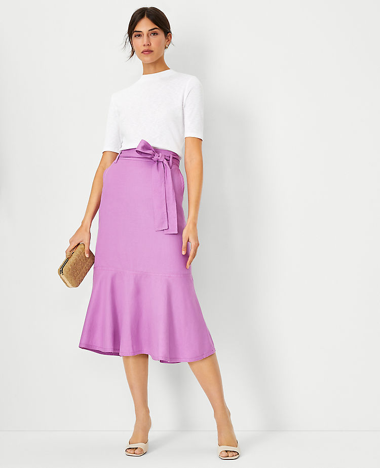 Ann Taylor Outlet |  Tie Waist Flounce Midi Skirt