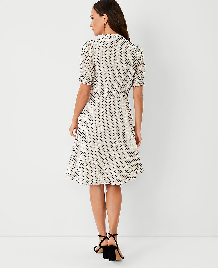 Ann Taylor Outlet |  Clip Tie Neck Flare Dress