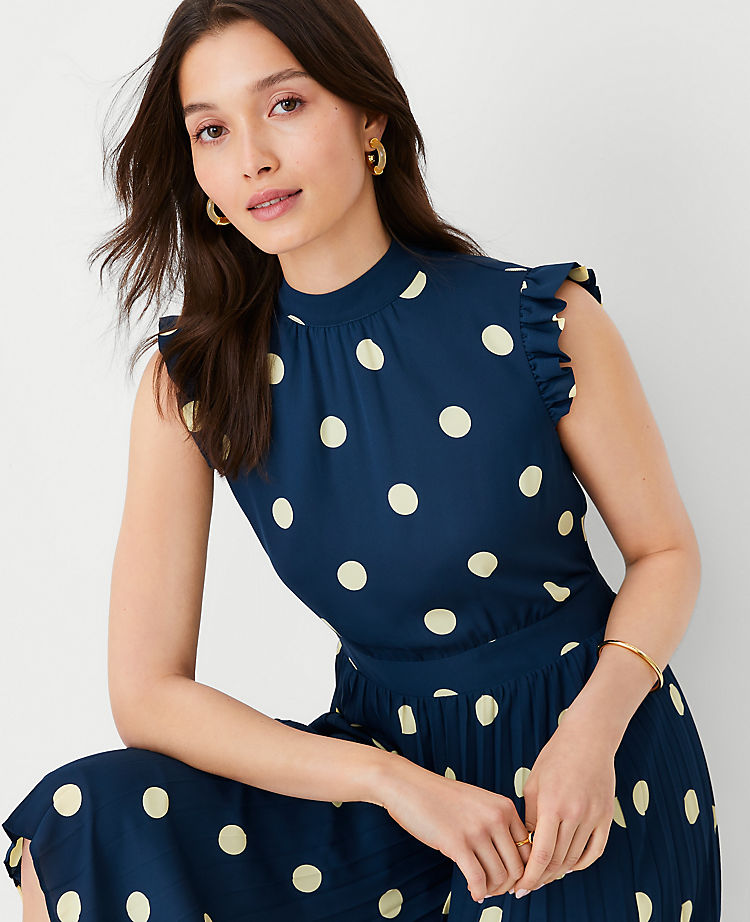 Ann Taylor Outlet |  Dot Ruffle Sleeve Flare Dress