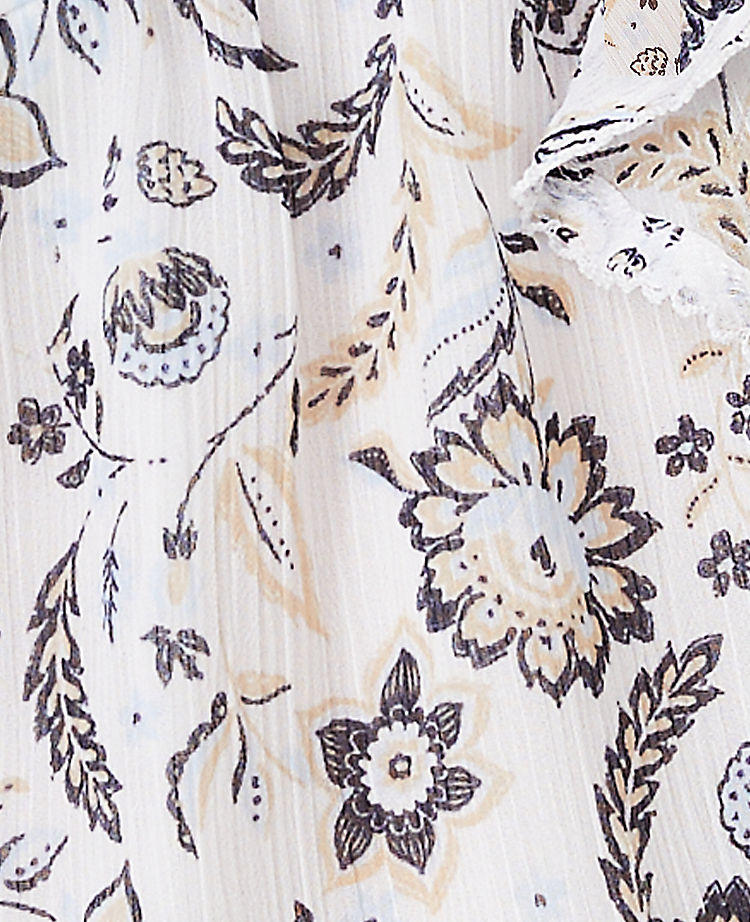 Floral Pintucked Ruffle Sleeve Top