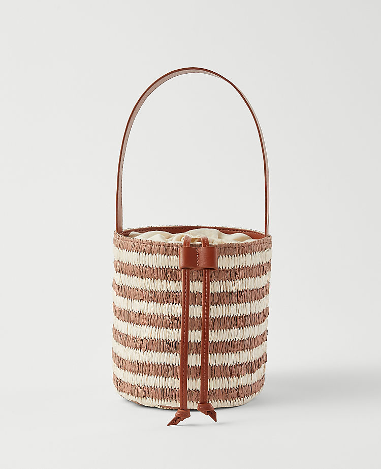 Striped Raffia Bucket bag