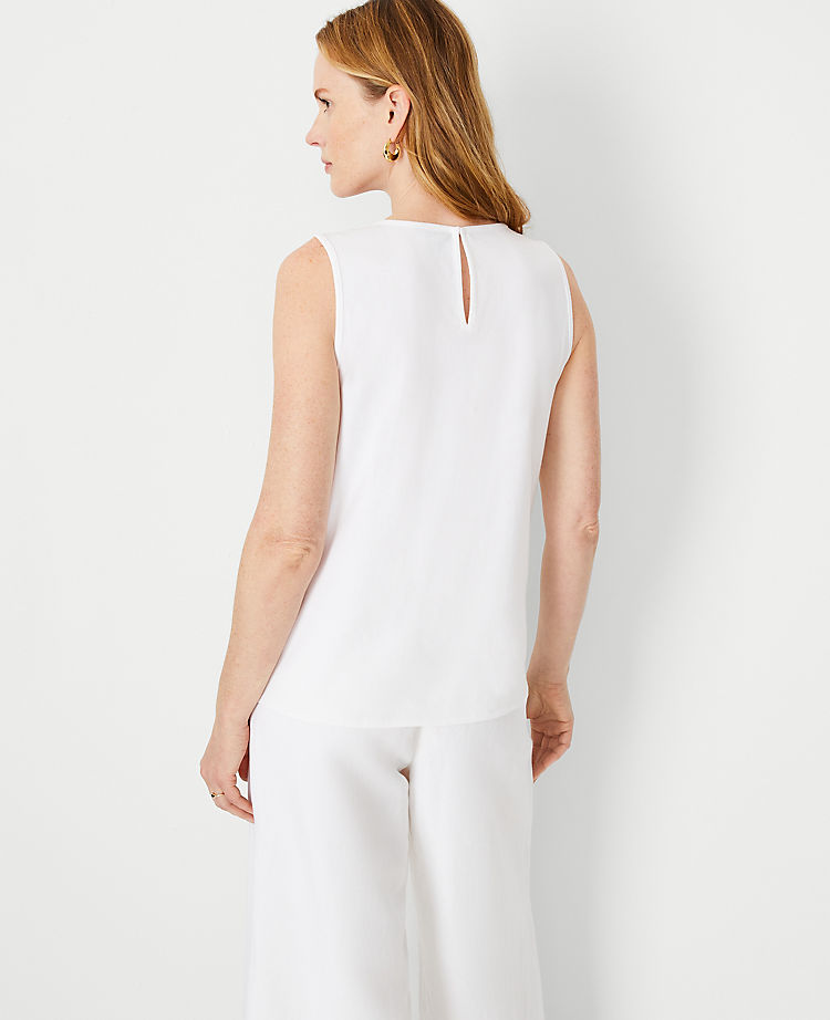 Eyelet Embroidered Mixed Media Shell