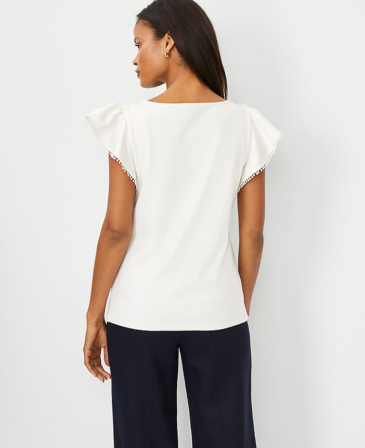 Ann Taylor Outlet |  Bobble Flutter Sleeve Top