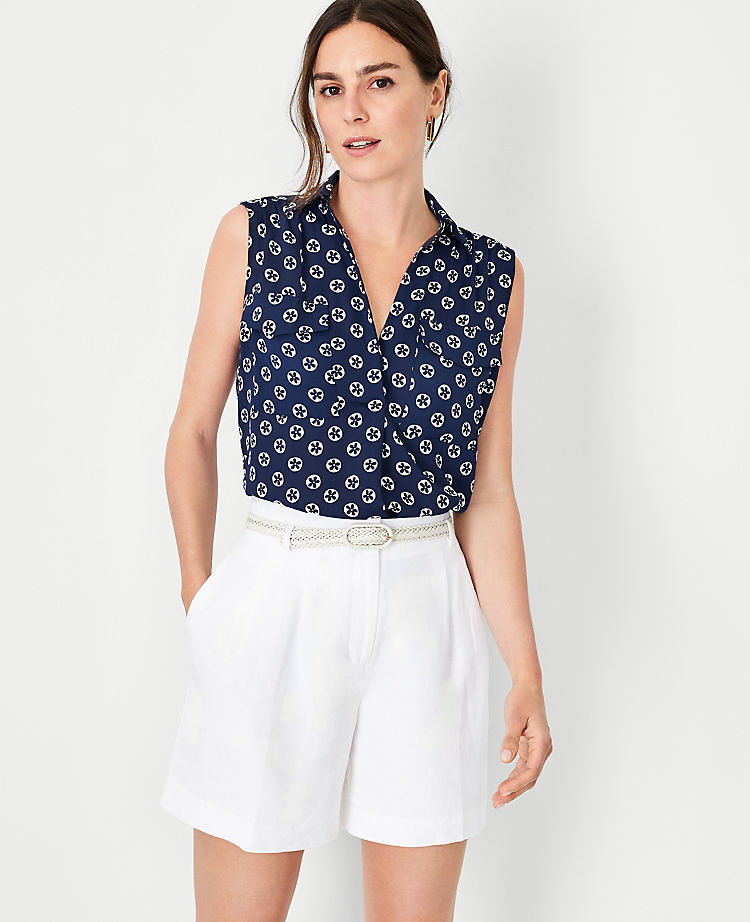 Floral Sleeveless Camp Shirt