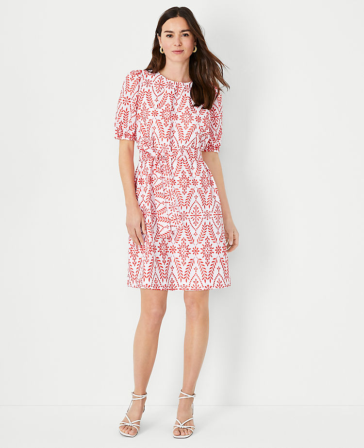 Eyelet Belted Shift Dress