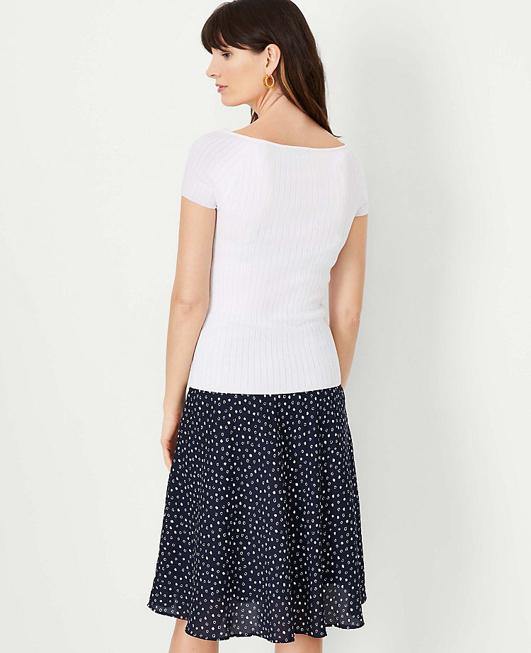 Ribbed Wide Neck Sweater Tee