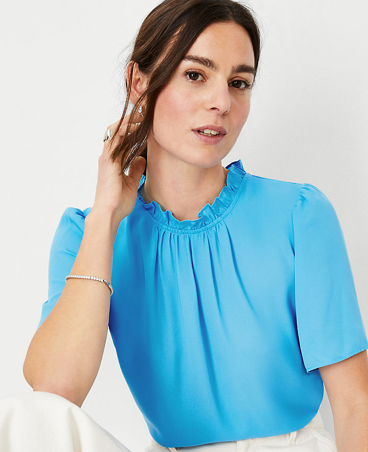Ruffle Mock Neck Top