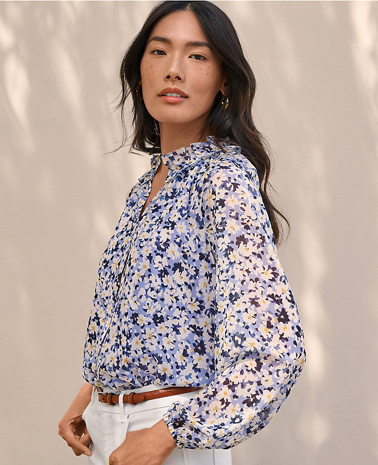 Ann Taylor Outlet |  Floral Ruffled Raglan Sleeve Top