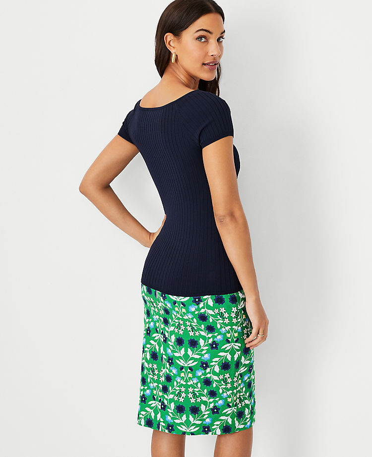 Ribbed Wide Neck Sweater Tee