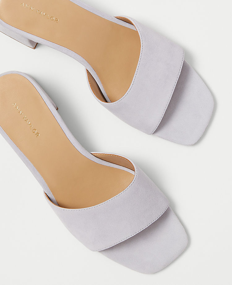 Suede Block Heel Mule Sandals