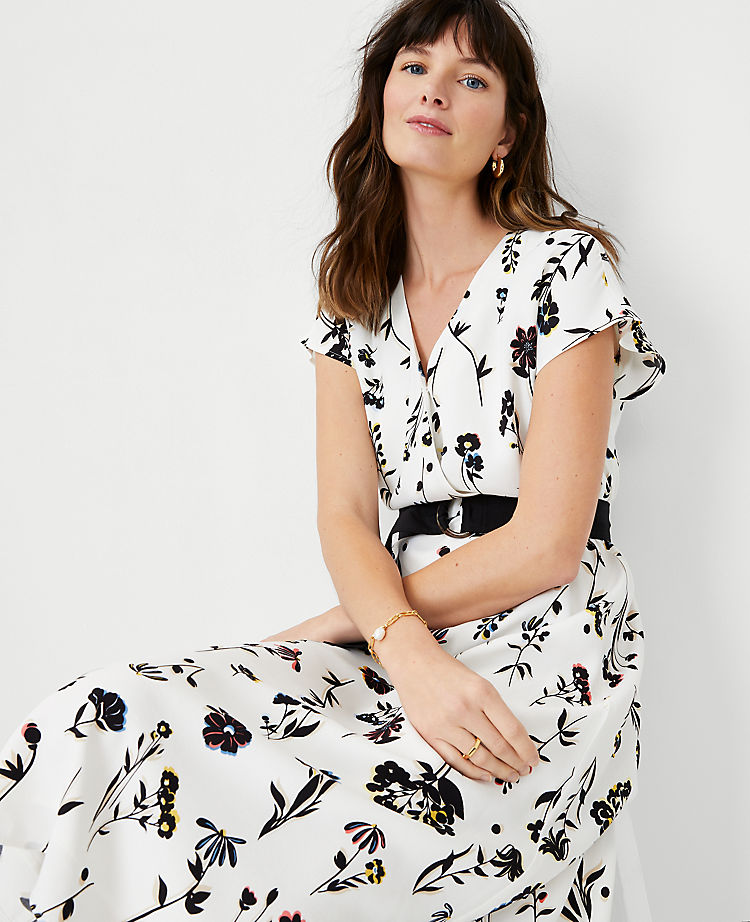 Ann Taylor Outlet |  Floral Belted Flare Dress