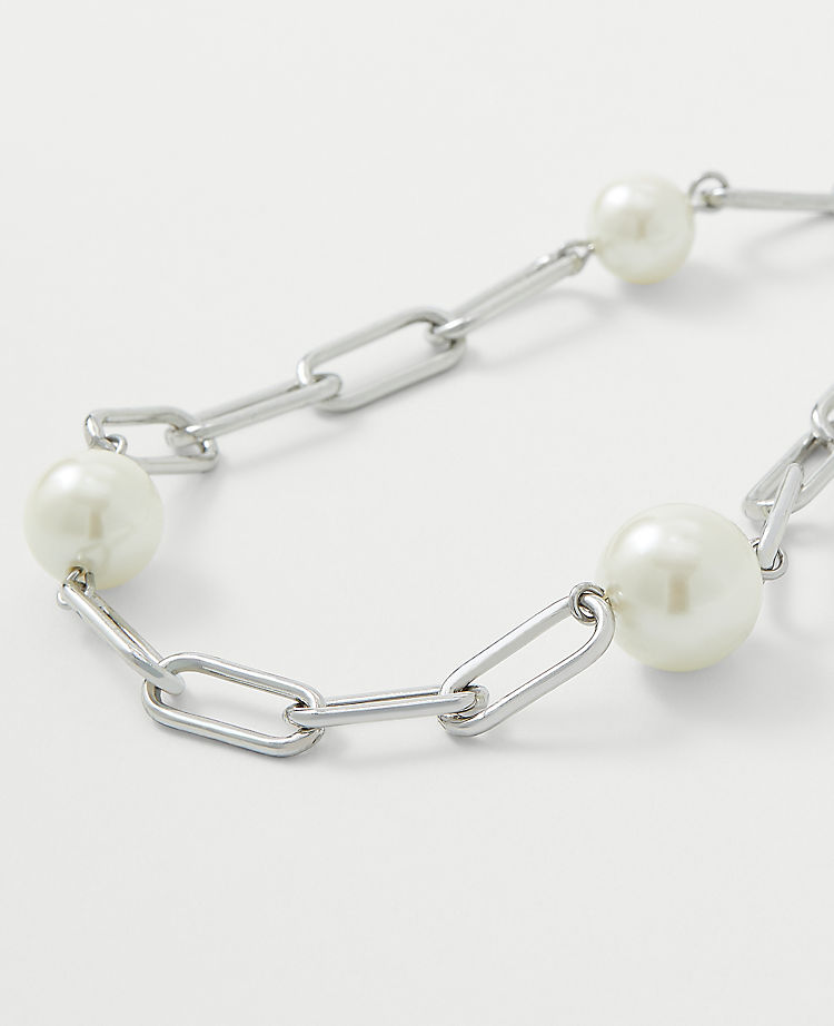 Pearlized Link Station Necklace