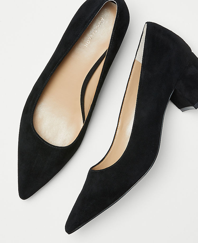 Suede Block Heel Pumps