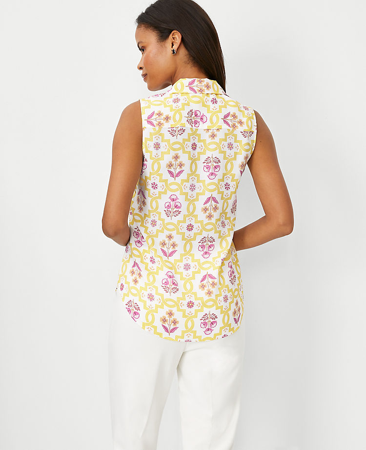 Ann Taylor Outlet |  Tile Print Sleeveless Essential Shirt