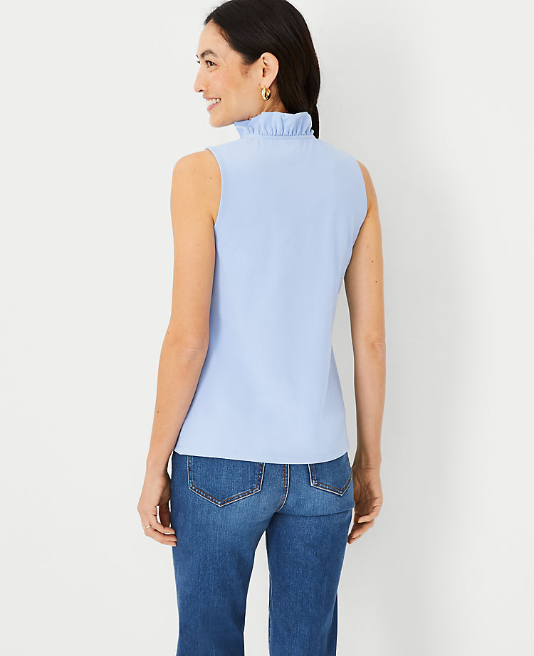Ann Taylor Outlet |  Refined Stretch Ruffle V-Neck Top