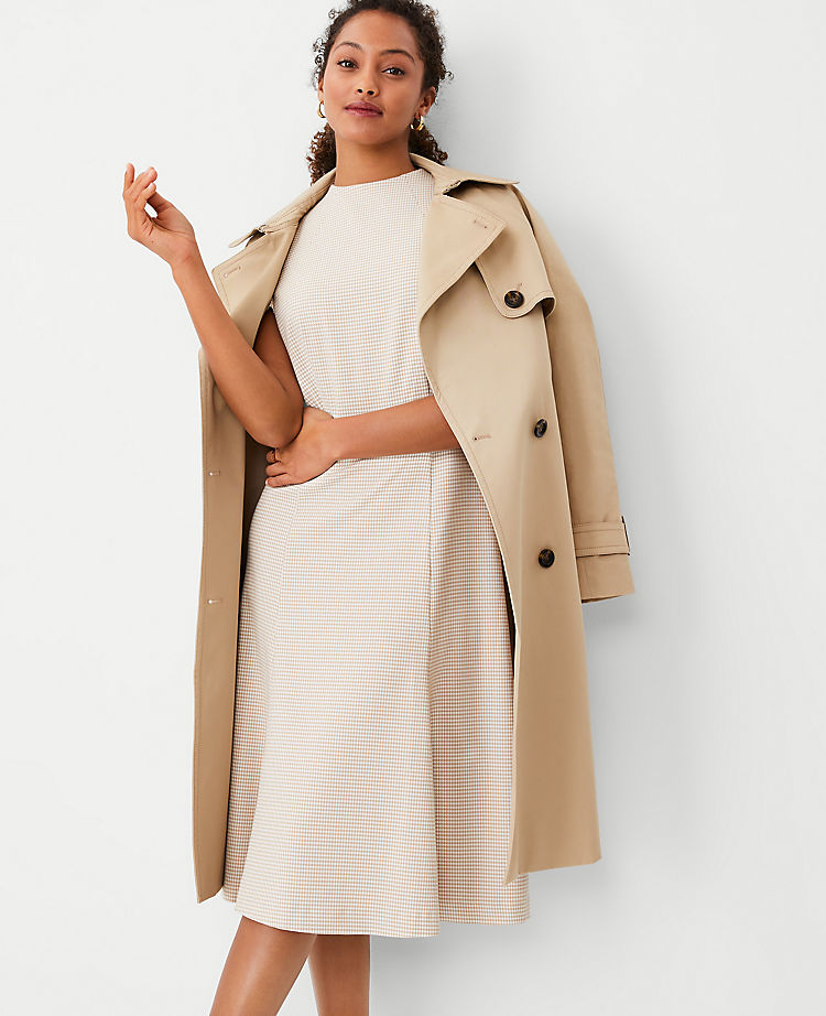 Ann Taylor Outlet |  Houndstooth Mock Neck Flare Dress