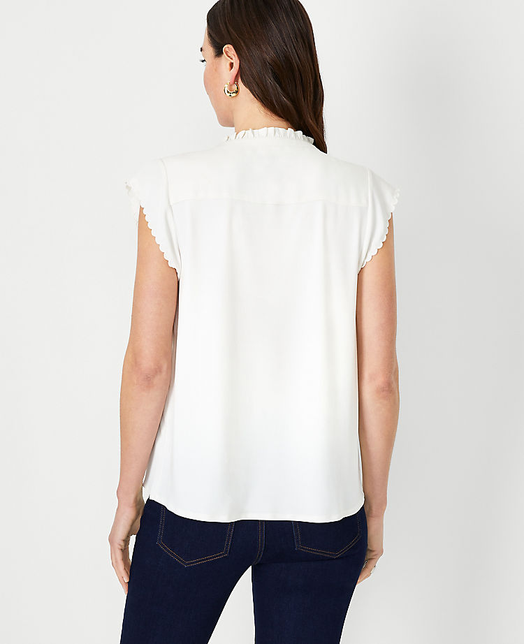 Scalloped Mixed Media Button Top