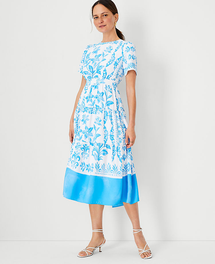 Ann Taylor Botanical Tiered Flare Dress