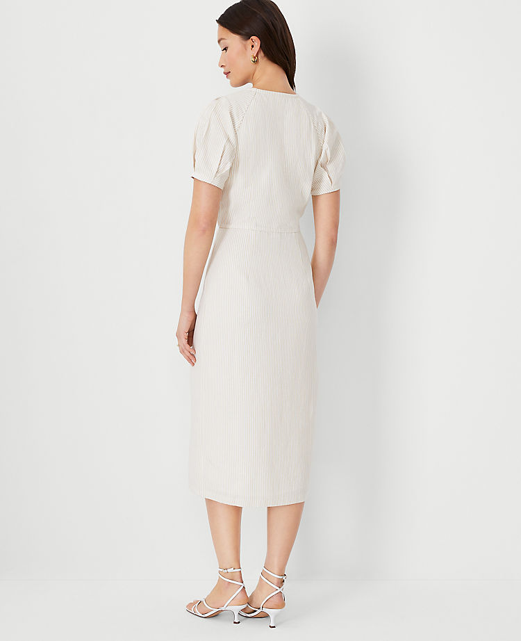 Striped Balloon Sleeve Dress